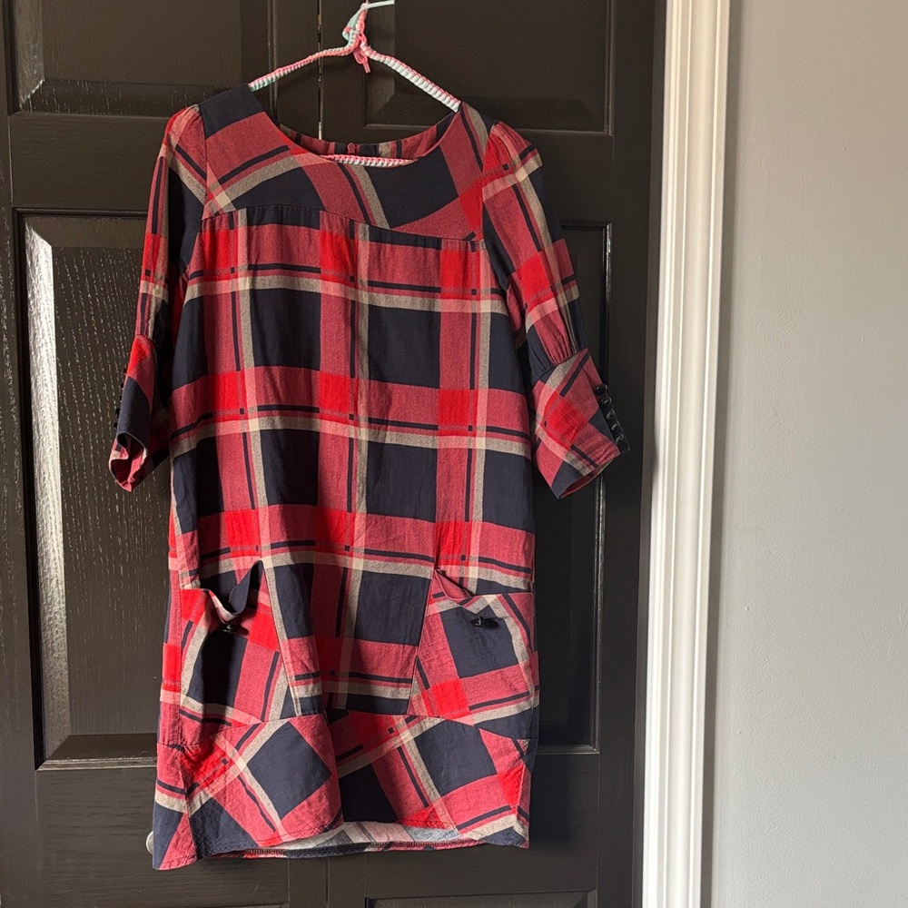 Plaid Red and Navy Women's Dress - Brand Unknown